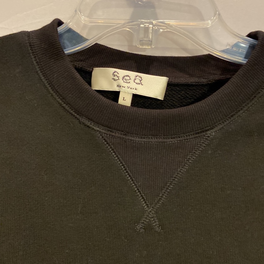SEA Patrizia Lace Combo Sweatshirt Top Black Cropped Puff Sleeve - Picture 6 of 8